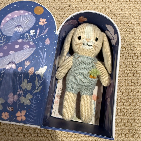 Adorable Knit Bunny Toy in Cream and Blue Cuddle + Kind Mini Henry - Picture 8 of 10
